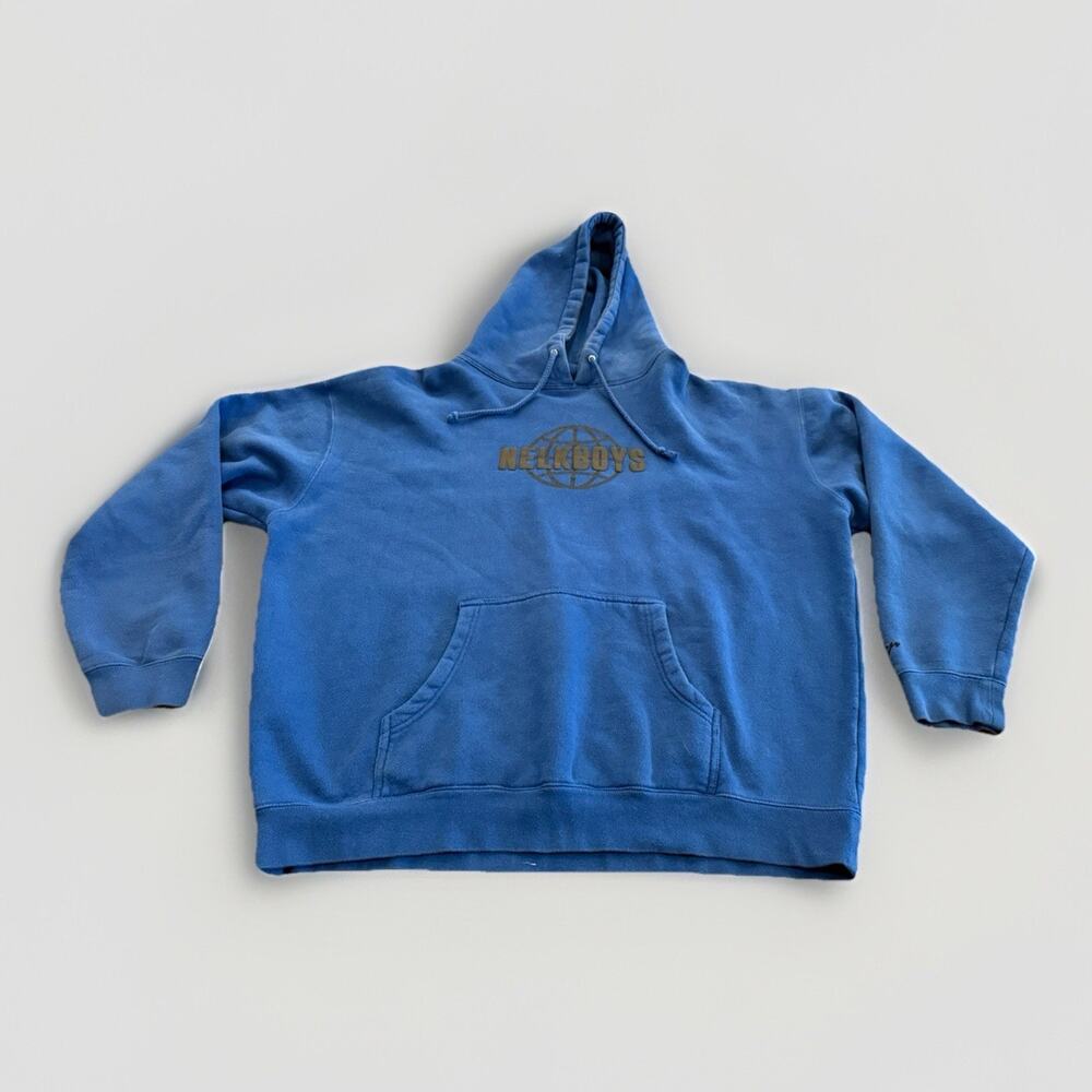 Nelk Boys Mens Worldwide Blue Heavyweight Pullover Hooded Sweatshirt Size XL